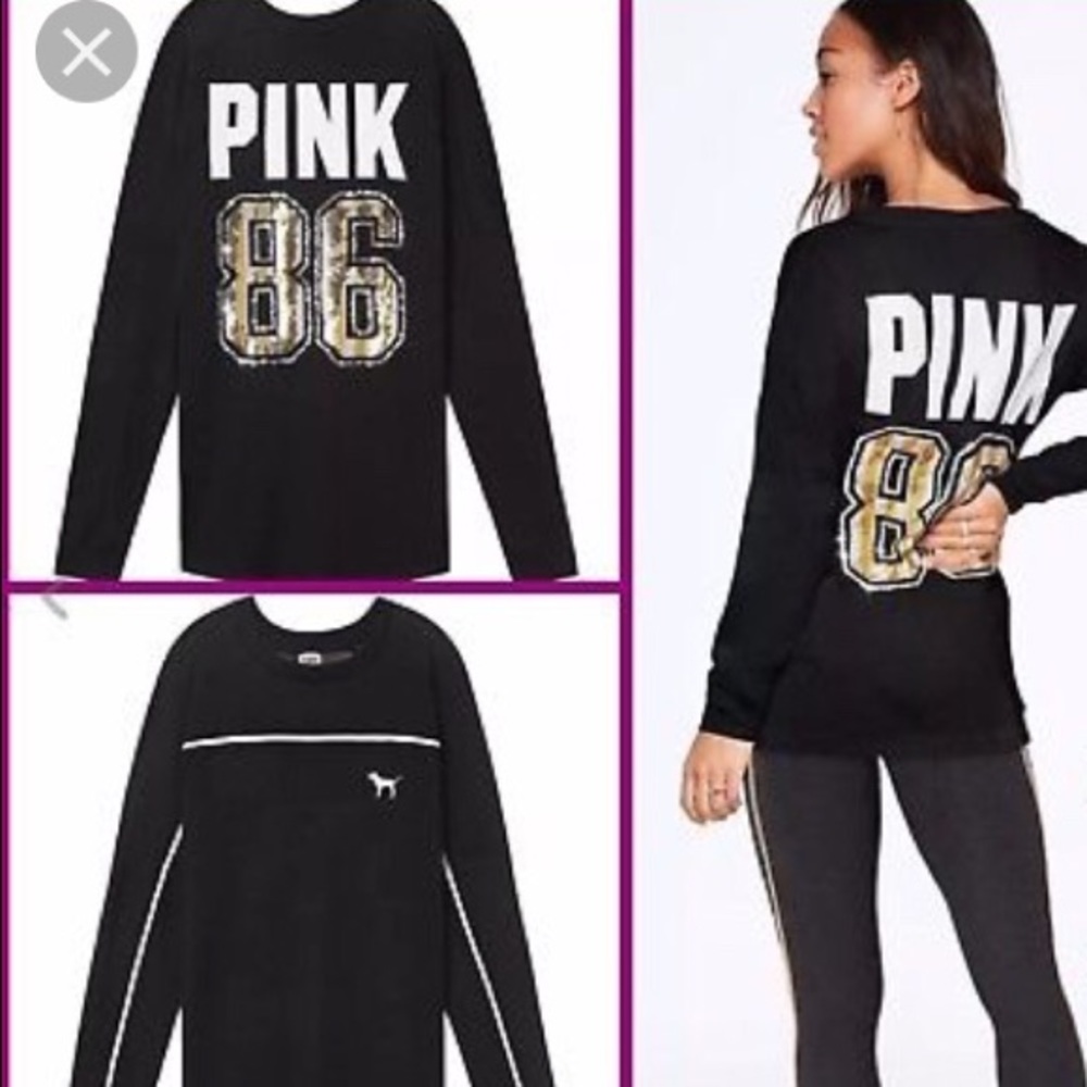 ⭐️NIP VS PINK Bling Long Sleeve Varsity Tee⭐️